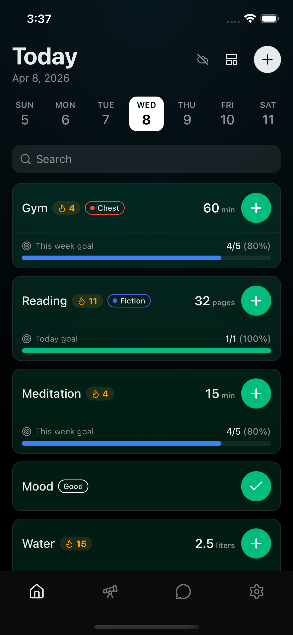 Year in Review — Daily view showing all your trackers